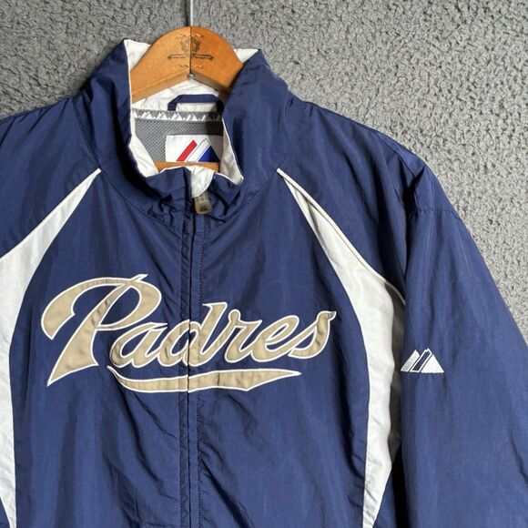Vintage San Diego Padres Jacket Mens Small Majestic Collection Full Zip MLB - Picture 2 of 12